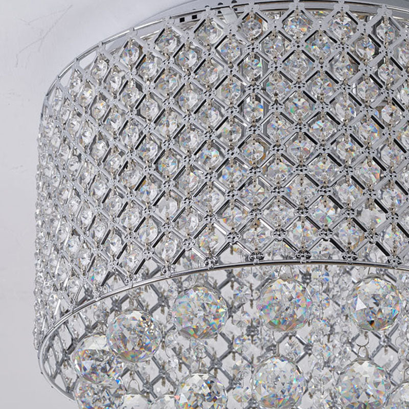 Clear Crystal Beaded Shade Flush Mount with Hanging Clear Crystals Hardware by Bethel - view 5