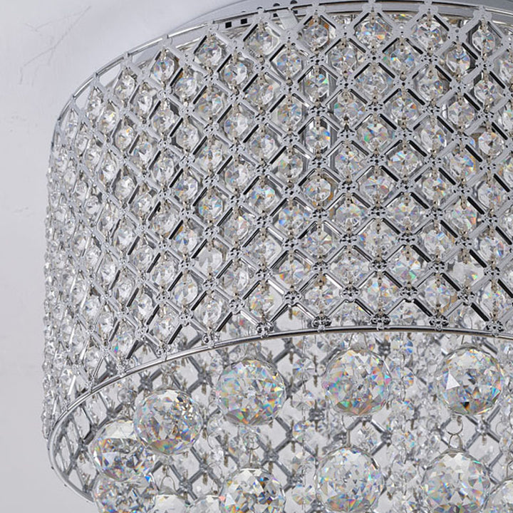 Clear Crystal Beaded Shade Flush Mount with Hanging Clear Crystals Hardware by Bethel - view 5