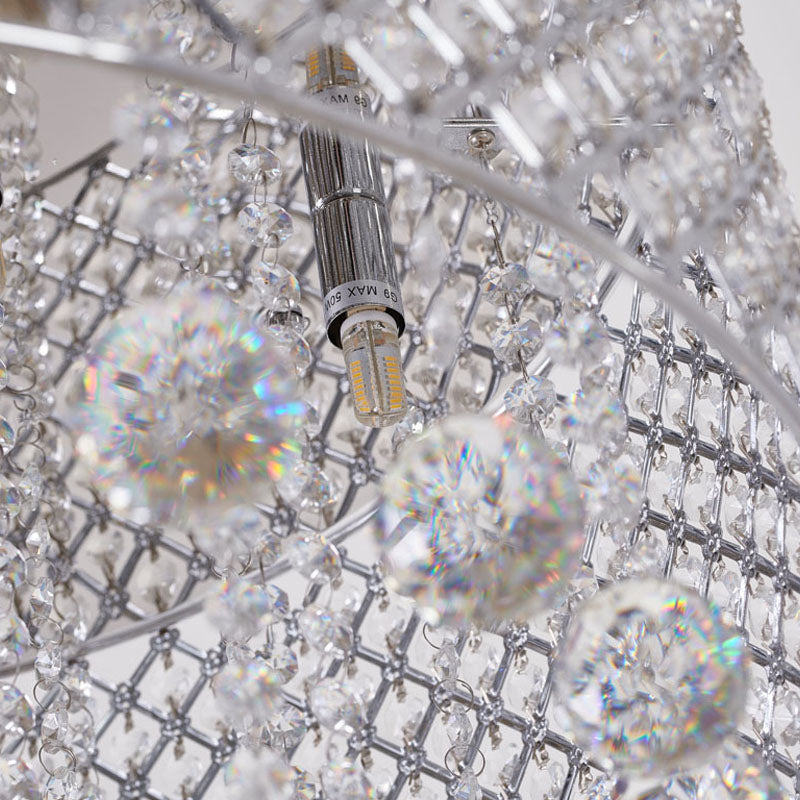 Clear Crystal Beaded Shade Flush Mount with Hanging Clear Crystals Hardware by Bethel - view 7