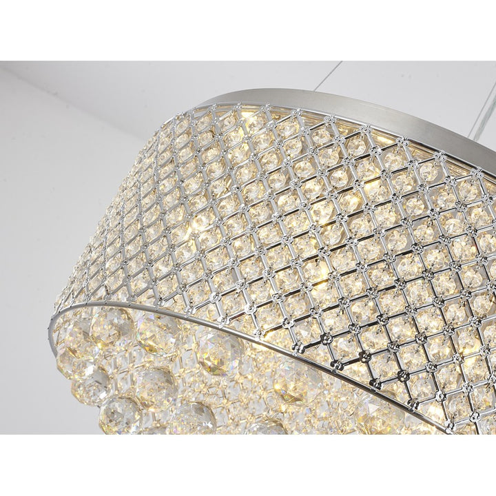 Clear Crystal Beaded Drum Shade with Crystal Drops &amp; Hardware Chandelier