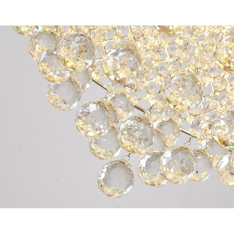 Clear Crystal Beaded Drum Shade with Crystal Drops &amp; Hardware Chandelier