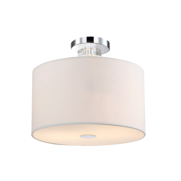 Cream White Drum Shade Flushmount with Clear Cubed Hanging Flush Mount by Bethel