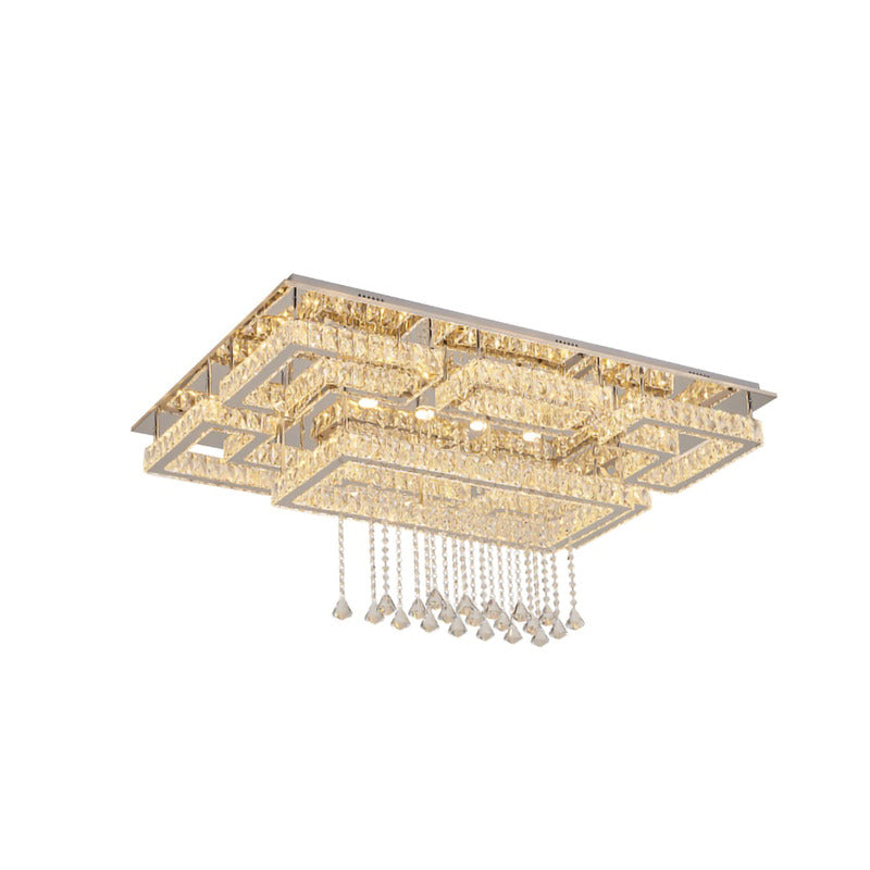 Clear Crystal LED Flush Mount Chandelier with Chrome Hardware by Bethel
