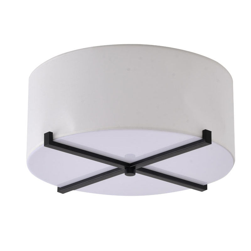 White Fabric Shade Flushmount with Black Metal Frame Flush Mount by Bethel - view 2
