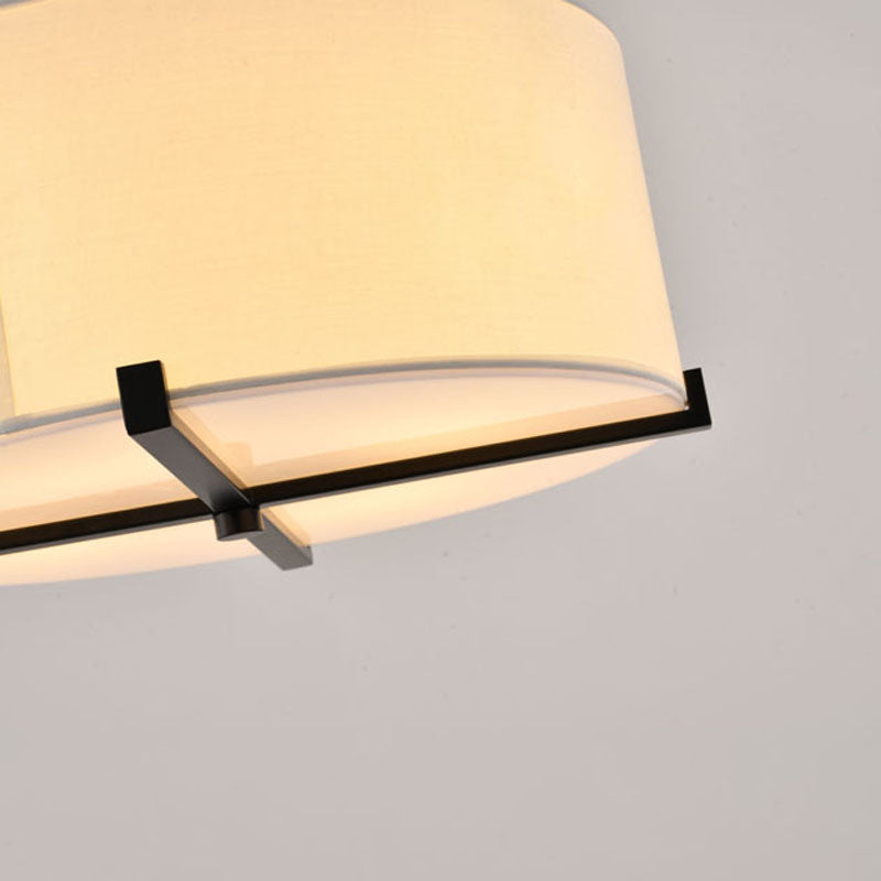 White Fabric Shade Flushmount with Black Metal Frame Flush Mount by Bethel - view 3