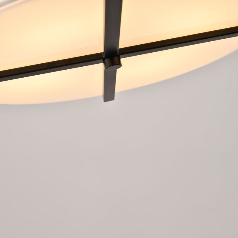 White Fabric Shade Flushmount with Black Metal Frame Flush Mount by Bethel - view 5