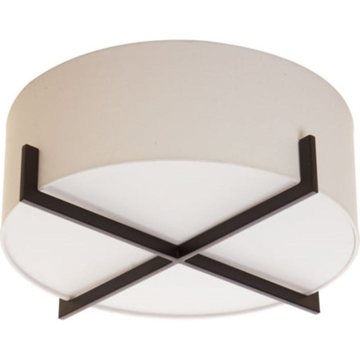 White Fabric Shade Flushmount with Black Metal Frame Flush Mount by Bethel - view 6