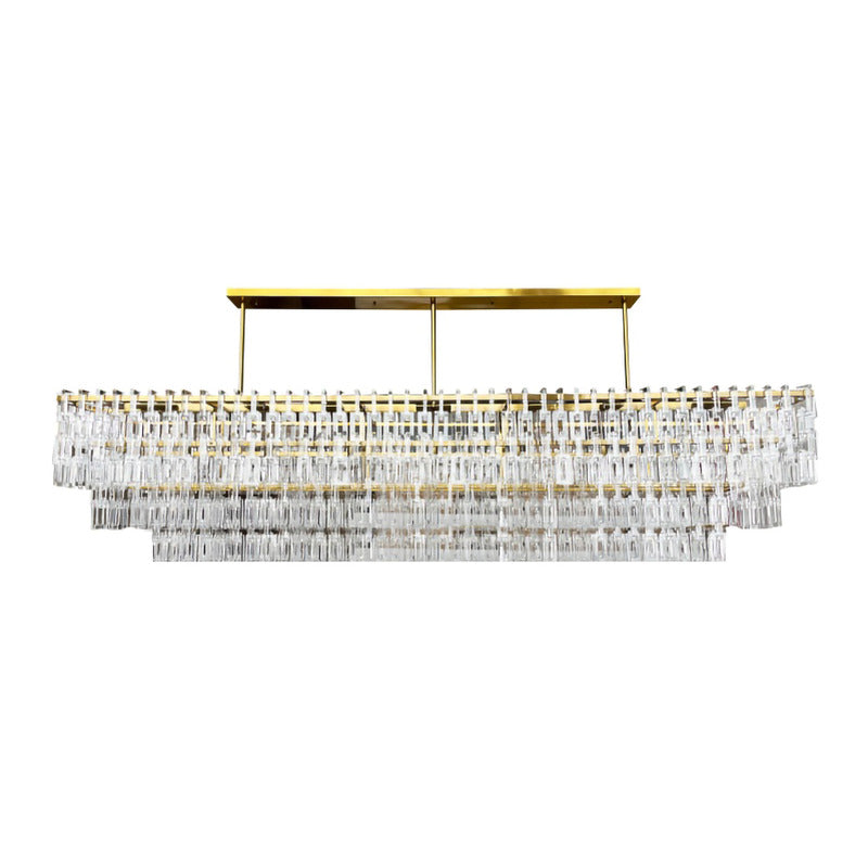 Gold Rectangular Frame Chandelier with Clear Hanging Acrylic Links by Bethel