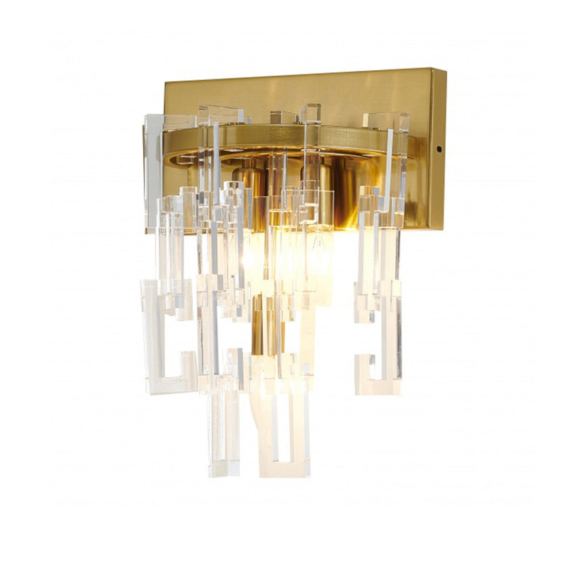 Gold Frame Wall Sconce with Clear Acrylic Hanging Links by Bethel