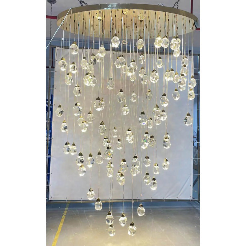 Satin Brass Oval Frame with Clear Crystal Pendants by Bethel