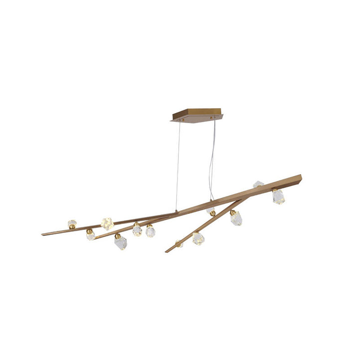 Gold Hairline Finish Branch Chandelier with Clear Bubble Crystal Accents by Bethel