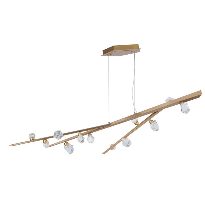 Gold Hairline Finish Branch Chandelier with Clear Bubble Crystal Accents by Bethel - view 2
