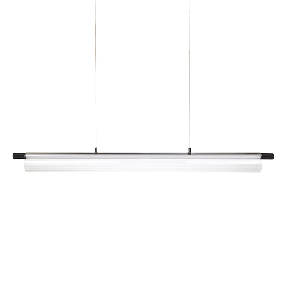 Allure LED Linear Pendant in Black with Ribbed Glass by Russell