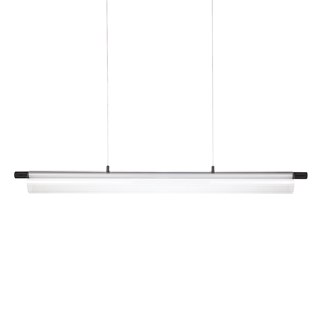Allure LED Linear Pendant in Black with Ribbed Glass by Russell