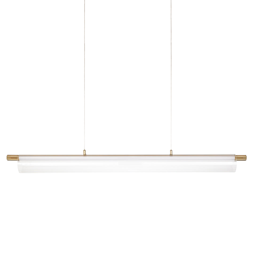 Allure LED Linear Pendant in Soft Gold with Ribbed Glass by Russell