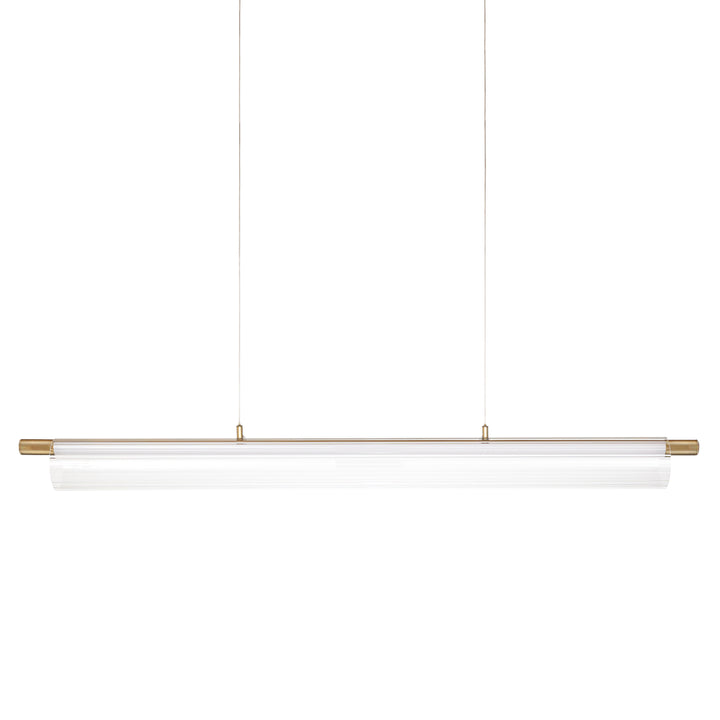 Allure LED Linear Pendant in Soft Gold with Ribbed Glass by Russell