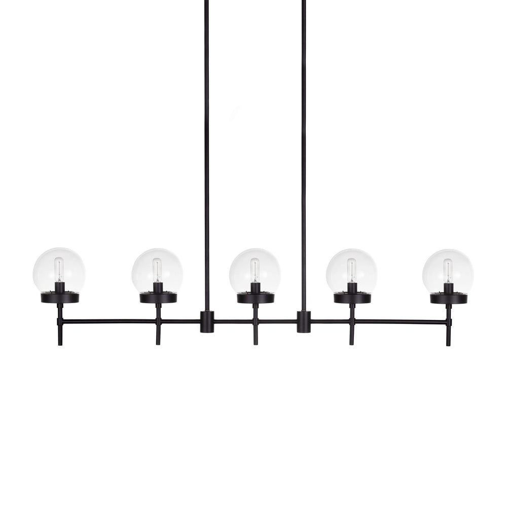 Liberty LED 5-Light Linear Pendant in Black with Clear Glass by Russell