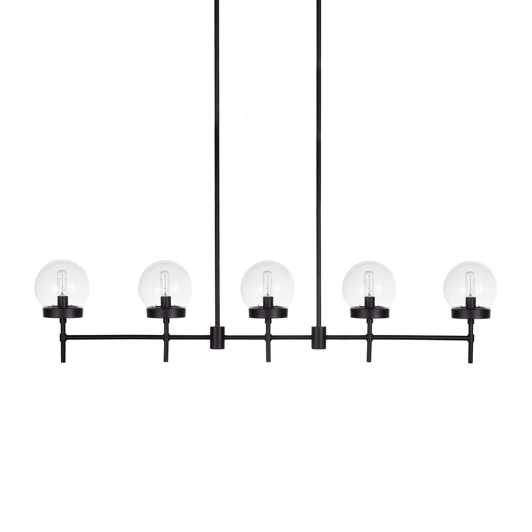Liberty LED 5-Light Linear Pendant in Black with Clear Glass by Russell
