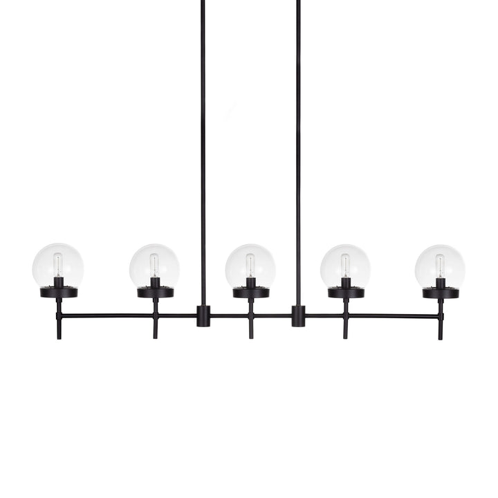 Liberty LED 5-Light Linear Pendant in Black with Clear Glass by Russell