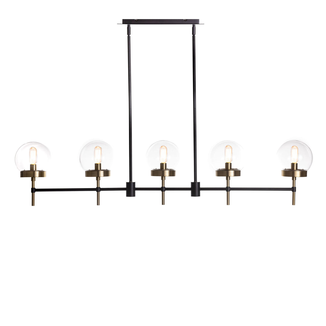 Liberty LED 5-Light Linear Pendant in Black and Soft Gold with Clear Glass by Russell