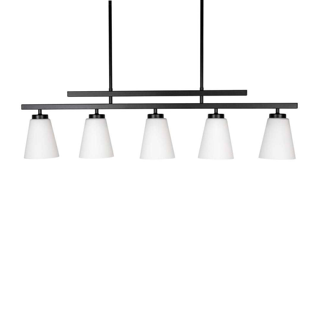 Spire LED 5-Light Linear Pendant in Black with Opal Glass by Russell