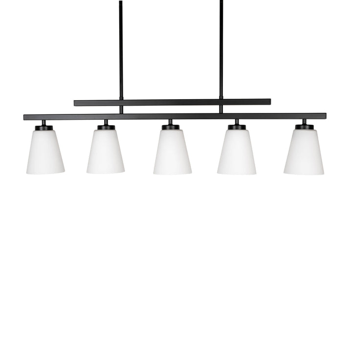 Spire LED 5-Light Linear Pendant in Black with Opal Glass by Russell