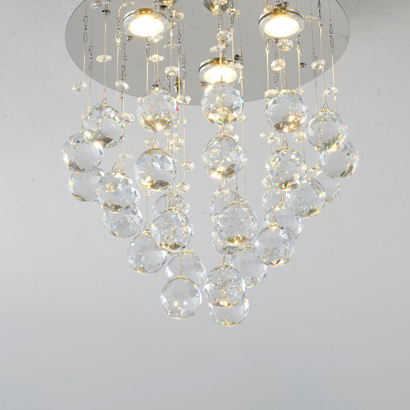 Clear Crystal Semi Flush Mount with Hardware Adjustable in Height: No