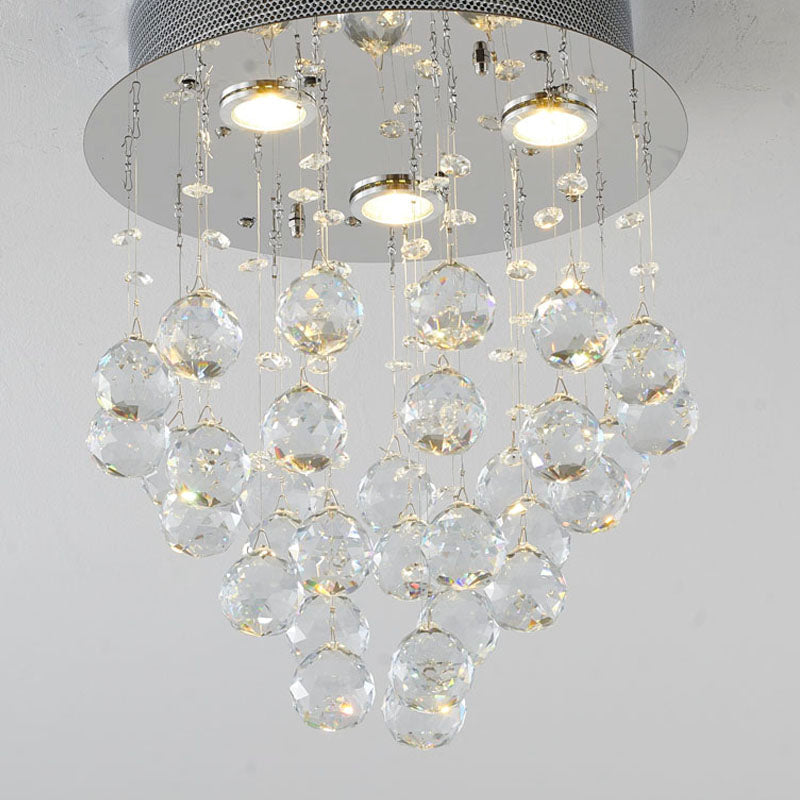 Clear Crystal Semi Flush Mount with Hardware Adjustable in Height: No