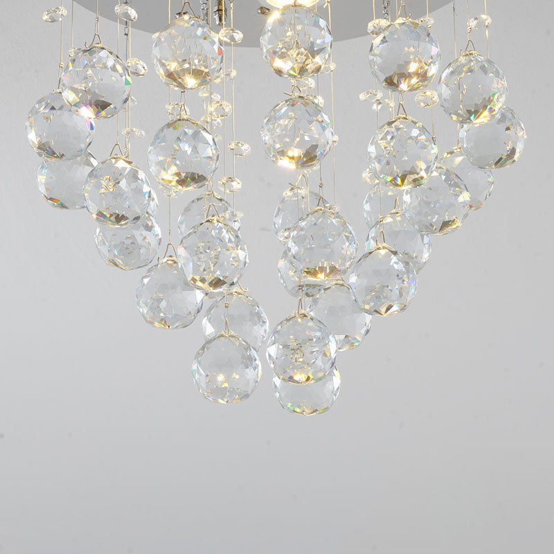 Clear Crystal Semi Flush Mount with Hardware Adjustable in Height: No