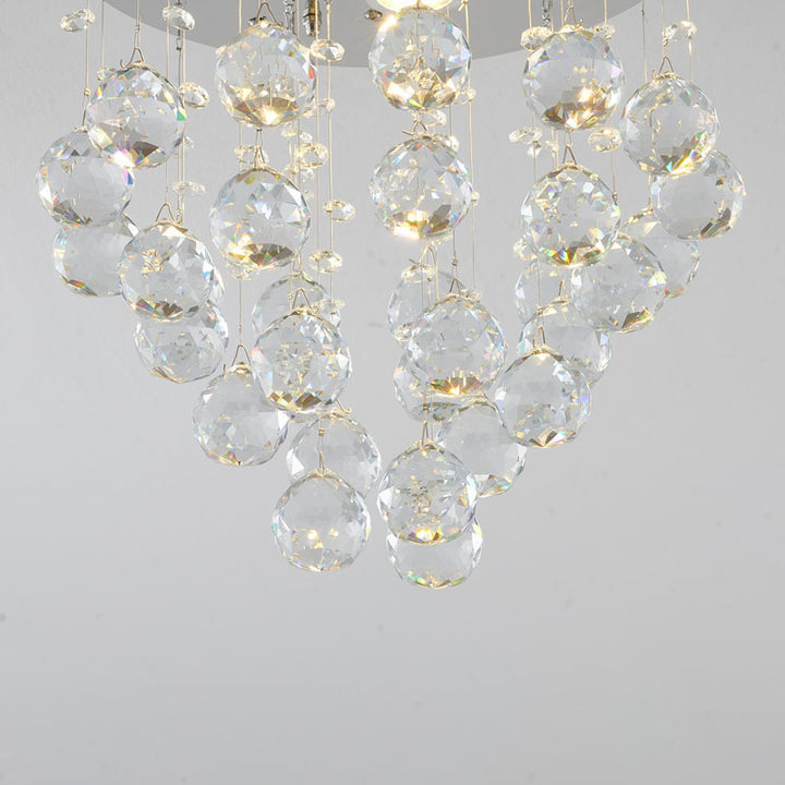 Clear Crystal Semi Flush Mount with Hardware Adjustable in Height: No