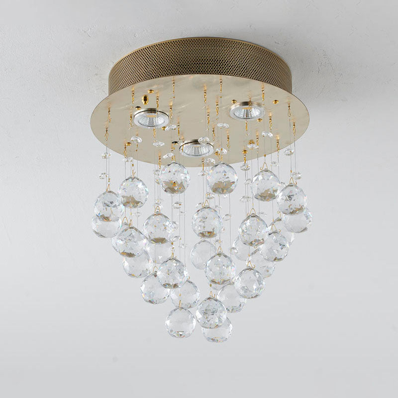 Clear Crystal Semi Flush Mount with Hardware Adjustable in Height: No