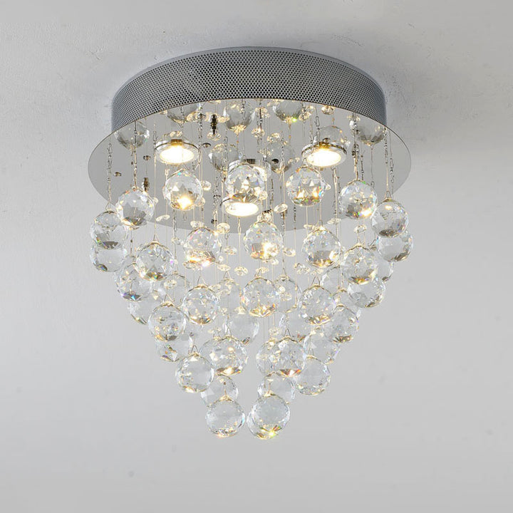 Clear Crystal Semi Flush Mount with Hardware Adjustable in Height: No