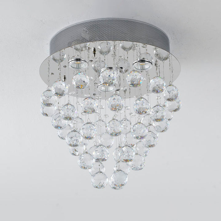 Clear Crystal Semi Flush Mount with Hardware Adjustable in Height: No