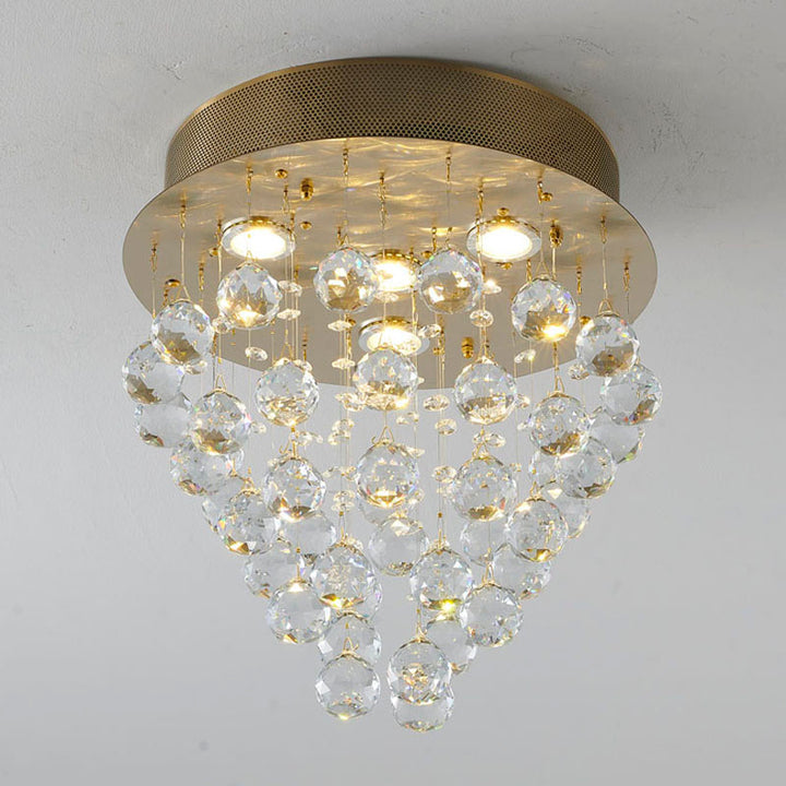 Clear Crystal Semi Flush Mount with Hardware Adjustable in Height: No