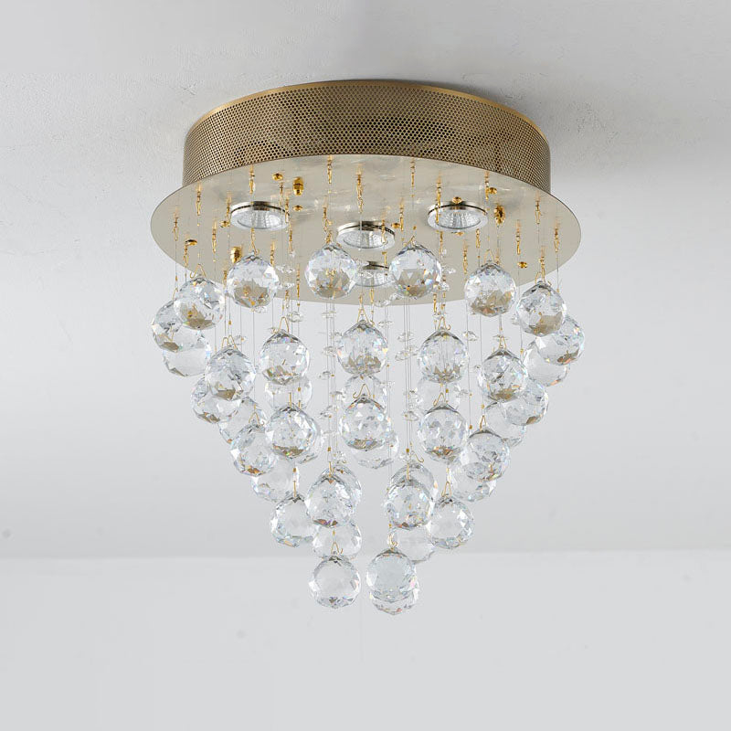Clear Crystal Semi Flush Mount with Hardware Adjustable in Height: No