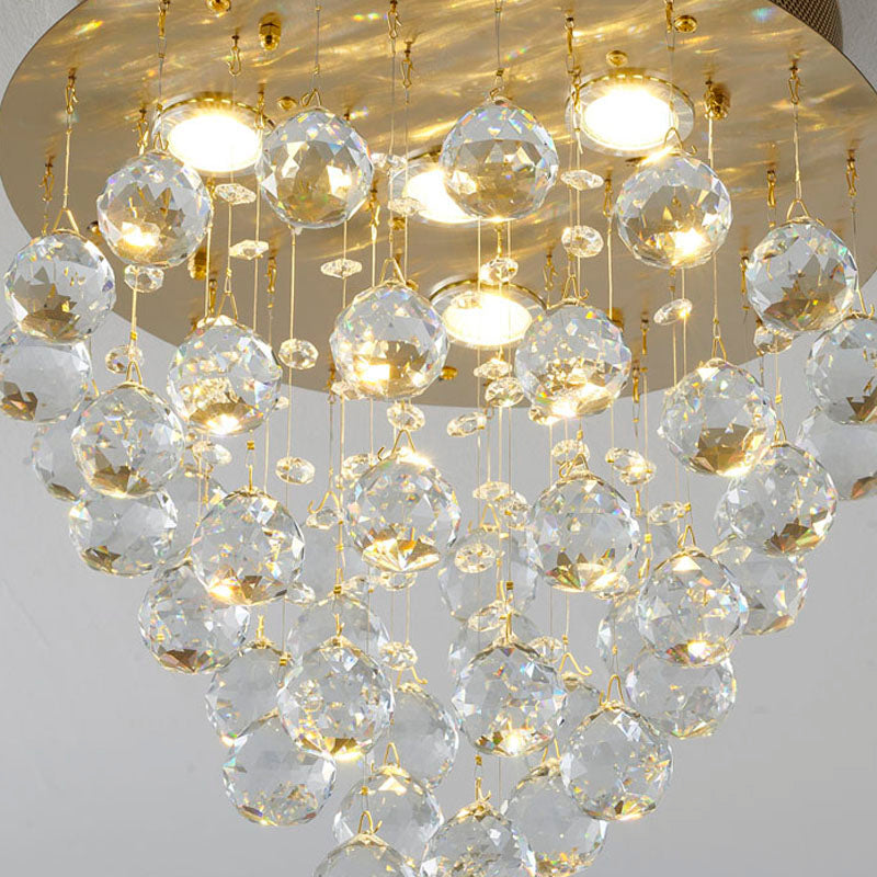 Clear Crystal Semi Flush Mount with Hardware Adjustable in Height: No