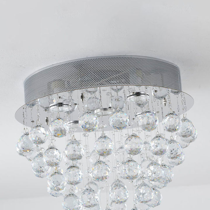 Clear Crystal Semi Flush Mount with Hardware Adjustable in Height: No