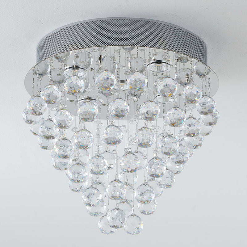 Clear Crystal Semi Flush Mount with Hardware Adjustable in Height: No