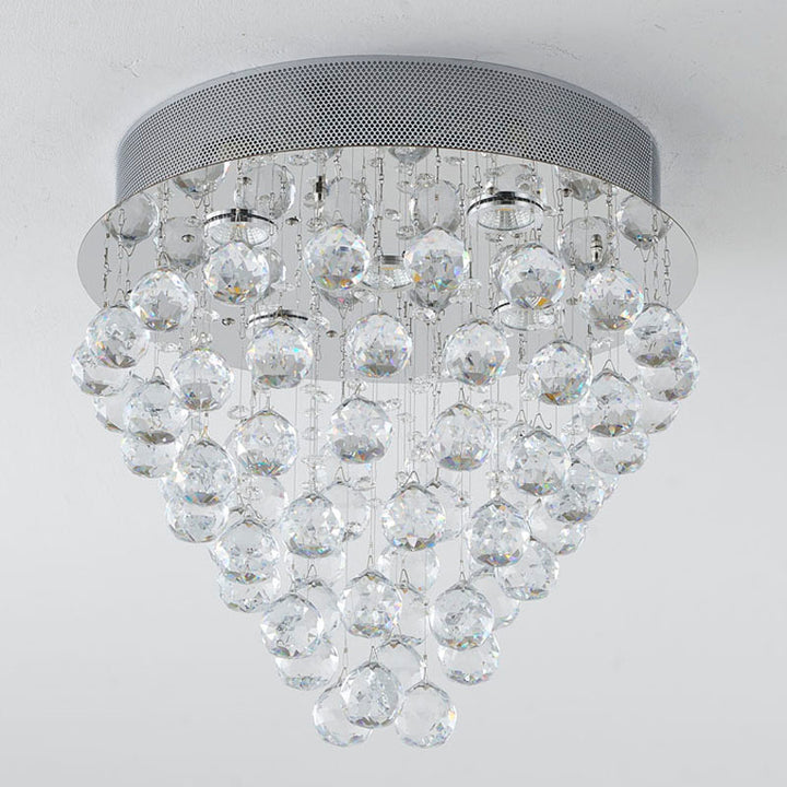 Clear Crystal Semi Flush Mount with Hardware Adjustable in Height: No