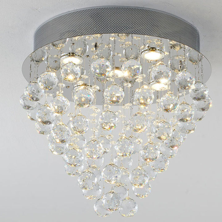 Clear Crystal Semi Flush Mount with Hardware Adjustable in Height: No