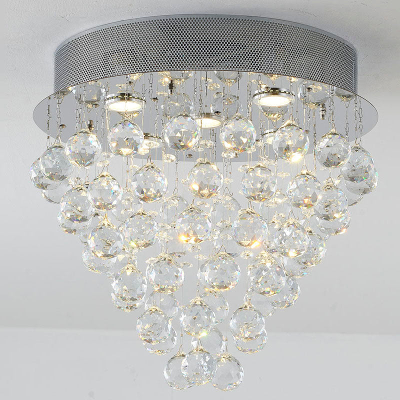 Clear Crystal Semi Flush Mount with Hardware Adjustable in Height: No