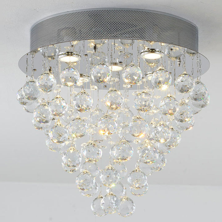 Clear Crystal Semi Flush Mount with Hardware Adjustable in Height: No