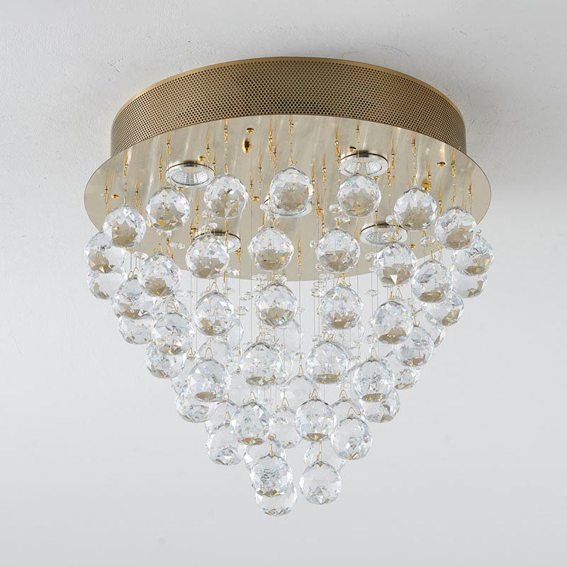 Clear Crystal Semi Flush Mount with Hardware Adjustable in Height: No