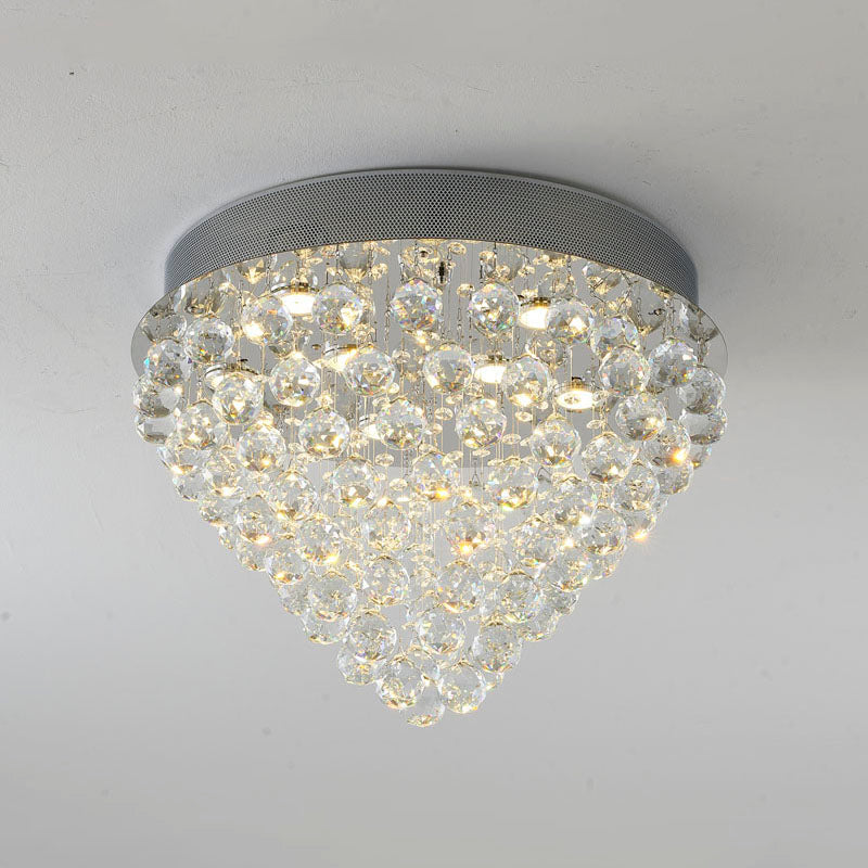 Clear Crystal Semi Flush Mount with Hardware Adjustable in Height: No
