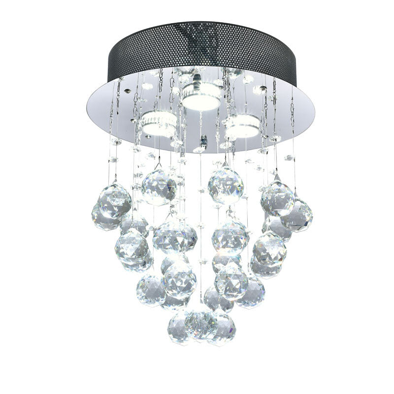Clear Crystal Semi Flush Mount with Hardware Adjustable in Height: No