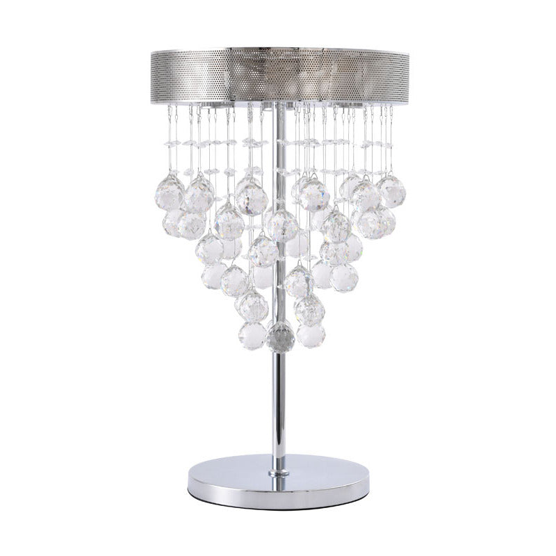 Framed Table Lamp with Clear Hanging Crystals in Chrome by Bethel