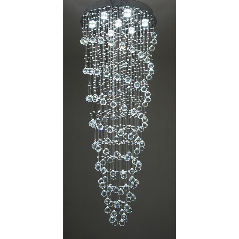 Clear Crystal Double Spiral Chandelier with Chrome Hardware by Bethel - view 3