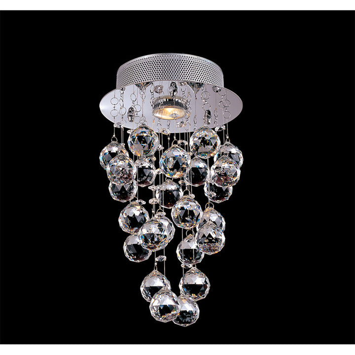 Flushed Light with Clear Hanging Crystals and Chrome Hardware by Bethel