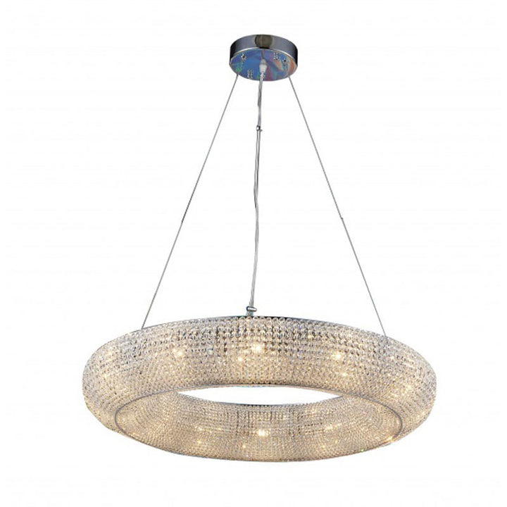 Clear Crystal Beaded Round Halo Ring Chandelier with Hardware, LX51, by Bethel