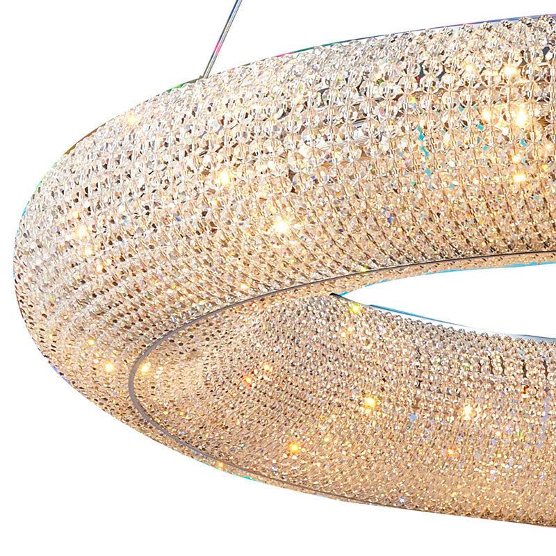 Clear Crystal Beaded Round Halo Ring Chandelier with Hardware by Bethel - view 2